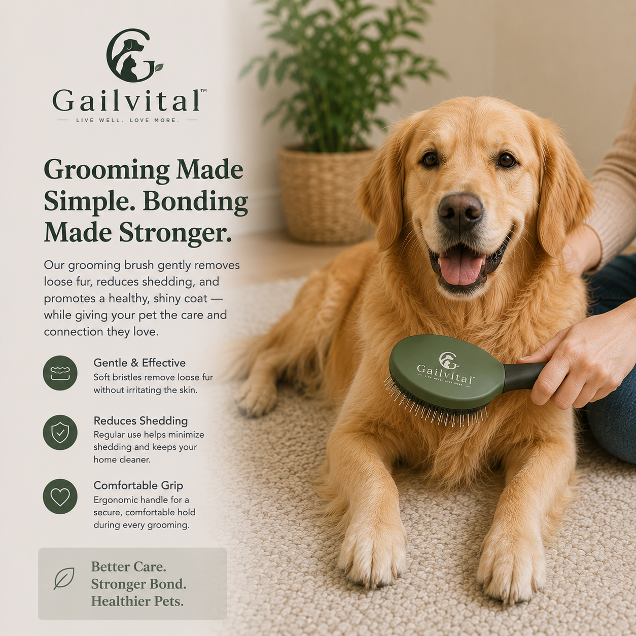 Gailvital™ SilkGlide Deshedding Grooming Brush