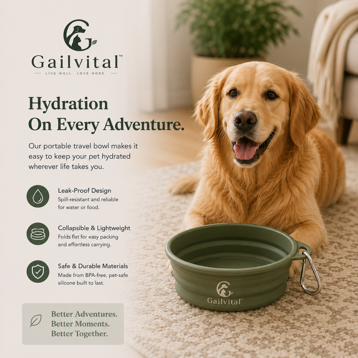 Gailvital™ TrailSip Collapsible Pet Travel Bowl